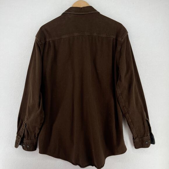 ST JOHNS BAY Shirt Mens LT Tall Chamois Flannel Button Up Cotton Brown VTG - Picture 8 of 16